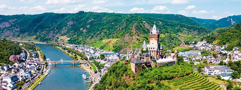 Reichsburg Castle overlooking Cochem on the Moselle River, Germany